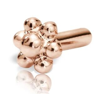 MARIA TASH 14K Rose Gold Threaded 3 Ball Flower Back Earring Flat Backing 5mm